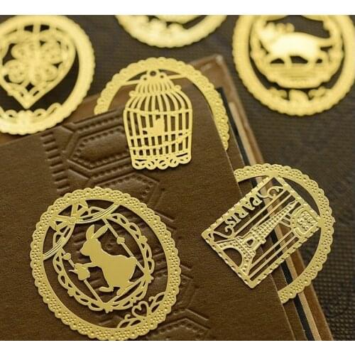 10PCS Kawaii Metal Bookmark Fashion Birdcage Six Kinds Clips for Books Paper School Office Supplies