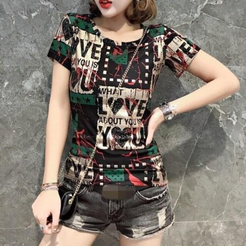 Fashion Printed Short Sleeve T-Shirt Women 2020 Summer Slim Fit Tops Streetwear Punk Black Tshirt Casual Beach Top S-3XL
