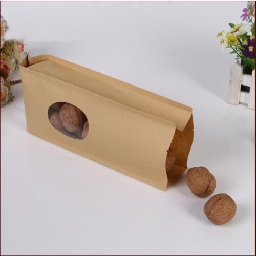10*24+6cm 10pcs Kraft Paper Organ Window Bag For Gift/tea/candy/jewelry/bread Packaging Paper Food Bag Diy Jewelry Pack Display