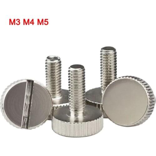 10Pcs Thumb Screw Slotted Flat Head Straight-Grained Thumb Screws Adjustment Hand Tighten Fixed Screw M3 M4 M5