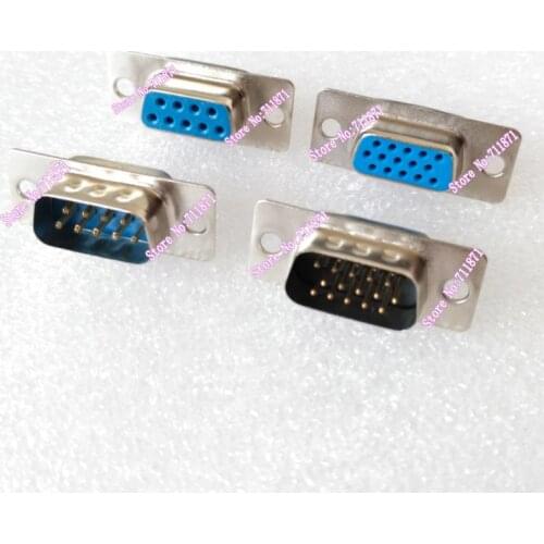 15Pin Male Female HDB15 D-Sub VGA Welded connector Adapter 9 needle hole 9Pin RS232 DB9 Welded Adapter connector 9P Welded joint