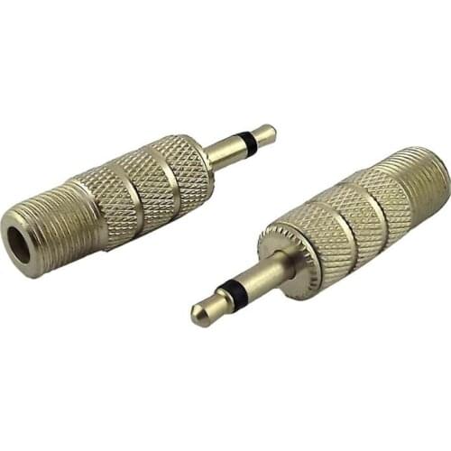 2x 3.5mm 1/8" Mono Male Plug To F Female Jack Coaxial Coax Audio Adapter Nickel plated connector