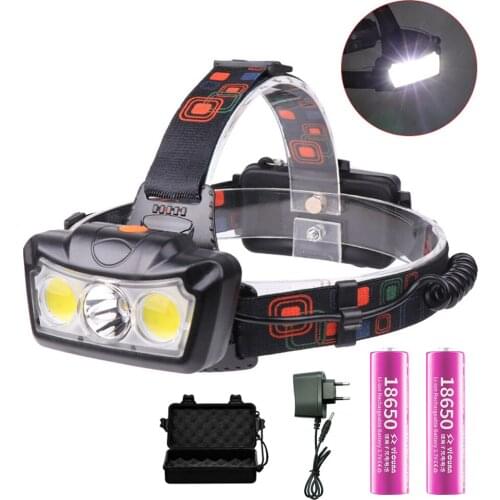 30000LM LED Headlamp T6+COB LED Headlight Head Lamp Flashlight Torch Lanterna head light Use 2*18650 battery for Camping