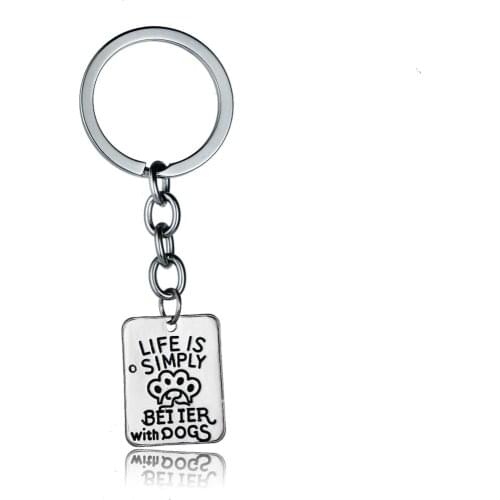 36PC Life Is Simply Better With Dogs Keychains Cartoon Cute Pet Paws Keyrings Animals Lovers Key Chains Women Men Gifts Jewelry