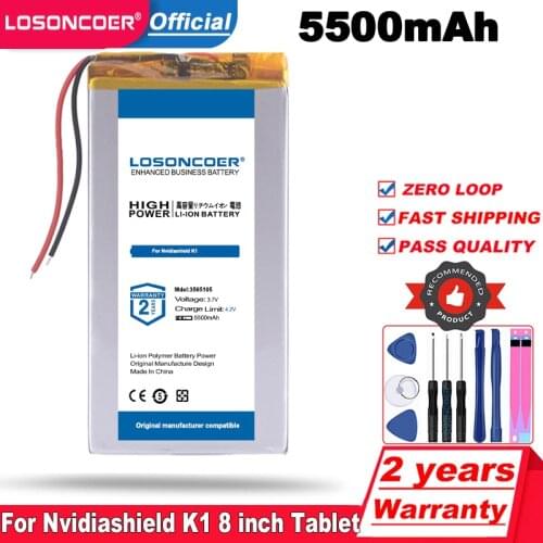 LOSONCOER Top Brand 100% New K1 5500mAh Battery for Nvidiashield K1 8 inch Tablet PC Batteries