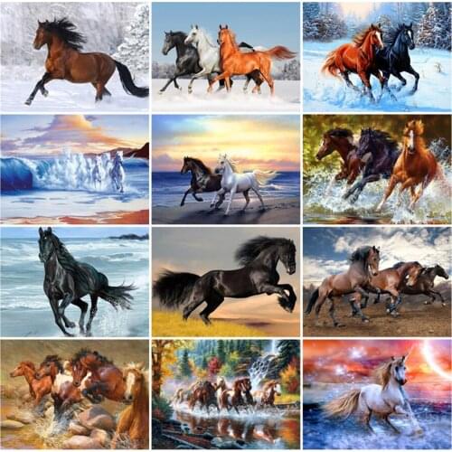 Diamond Painting Running Horse Full Square Diamond Embroidery Animals Picture 5D Diy Mosaic Pasted Rhinestone Home Decoration