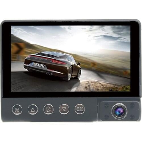 4'' Car Night Vision Camera G-sensor Dash Cam Touch Screen Front Rear Inside Three-lens Driving Recorder With Car Charger