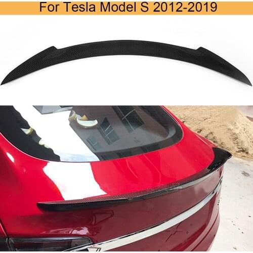 Carbon Fiber Car Rear Spoiler Wing For Tesla Model S 60 70 75 85 90 D P85D P90D P100D 2012-2019 Rear Trunk Boot Lip Wing Spoiler