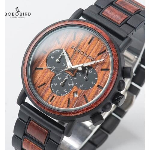 BOBO BIRD Special Wood and Metal Design Men Watches Quartz Wristwatches With Date Display Gifts Relogio Masculino C-P09-3