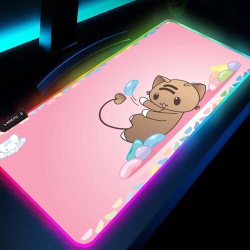 Big Mousepad Pink Cute Kawaii Gaming Accessories Gamer Girl Rgb Mouse Pad with A Cat Mat Bear Backlit Mat Led Mats for Pc Anime