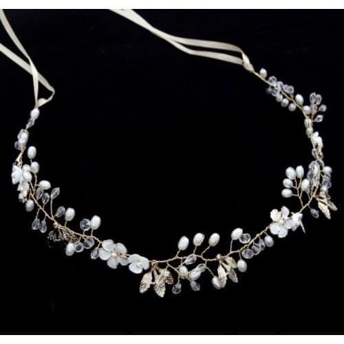 Girls Flower Bride Tiara Womens Hair Jewelry Bride Hair Band Pearl Wedding Jewelry Headband Handmade Bridal Accessories