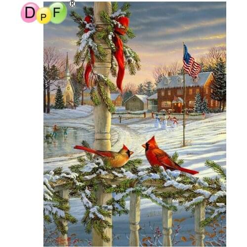 DPF diamond embroidery DIY snow birds season art crafts diamond painting cross stitch needlework Gift mosaic square home decor