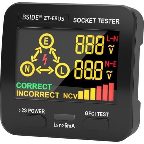 Electric Socket Tester Outlet Tester Digital LCD Display with NCV/RCD/Polarity Test Electric Circuit Polarity Voltage Detector