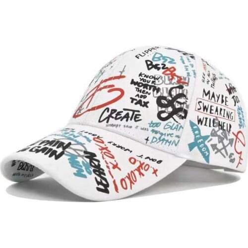 New Fashion Graffiti Letter Printing Adjustable Baseball Cap Outdoor Cotton Shade Hat Men Women Summer Sun Hat Caps Leisure Hats