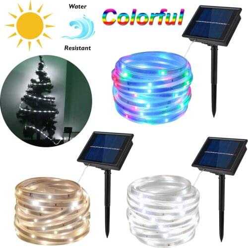 Solar RGB LED Strip Light Tape Ribbon Fairy Garlands 5M/100LEDs Outdoor Waterproof for Home Party Xmas Tree Decor Holiday Lamp