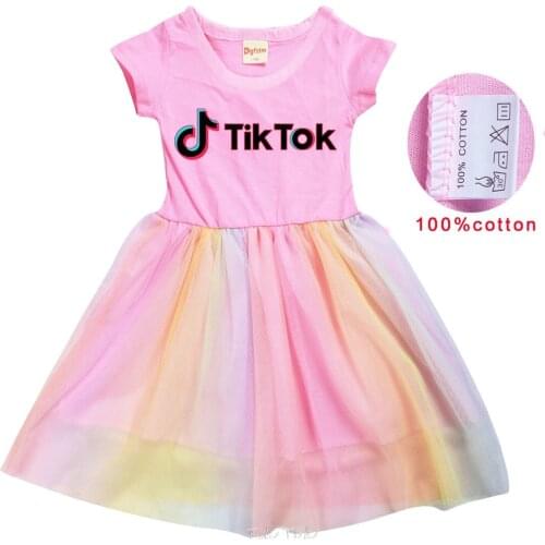 Hot Tik Tok Baby Girls Clothes Summer Dress Flying Sleeve Kids Infant Dresses Cotton Dress Toddler Dresses for Baby Girls