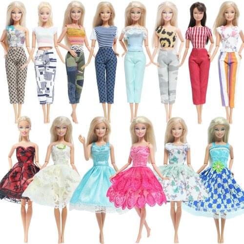 Fashion 1 Set Doll Outfit Skirt Vest Shirt Tops Pants Trousers Dress Gown Clothes for Barbie Doll Accessories Dollhouse Girl Toy