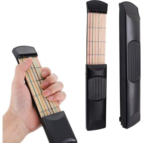 Muslady Pocket Guitar Colorful Chord Trainer Guitar 6 Strings 6 Frets Trainers Practice Tool 4-String 4-Fret Model for Beginners