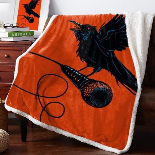 Crow Feather Microphone Fleece Blanket Office Sofa Cashmere Blanket Bed Cover Bedspread Warm Blankets for Beds