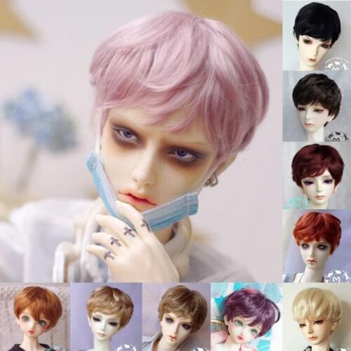 Bjd doll wig synthetic mohair short 9-10inch 8-9inch 7-8inch 6-7inch 5-6inch 1/3 1/4 1/6 1/8 1/12 dark brown blond red