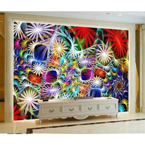 Custom wallpapers 3d murals wallpaper for walls 3 d Colorful flowers art bar wallpaper decorative painting KTV background wall