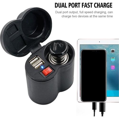 Handlebar Motorcycle Cigarette Lighter With USB Motorcycle Cigarette Lighter Adapter Black Motorcycle Cigarette Lighter For Moto