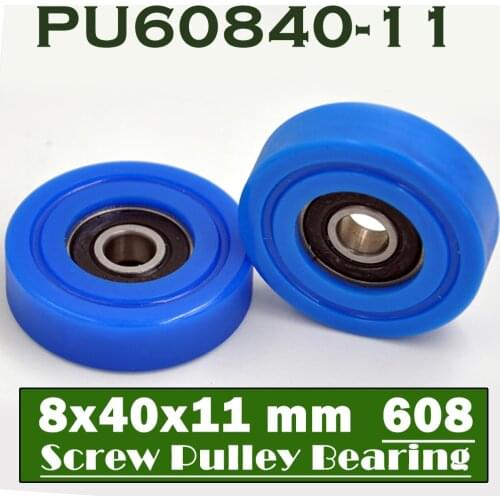 PU 608 Polyurethane Covered Bearing 8*40*11 mm ( 2 Pcs ) Shaft 8mm PU60840-11 Urethane Cover PU608 Bearings