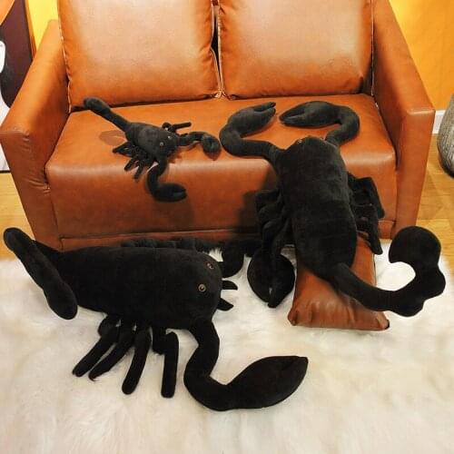 45-120cm Llifelike Stuffed Animals Simulation Scorpion Plush Tricky Toy Black Widow Throw Pillow Doll Birthday Gifts for Kids