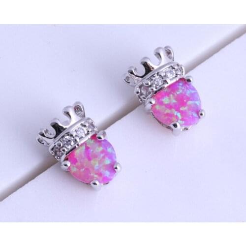 Love Monologue Excellent Heart Pink Create Opal & Cubic Zirconia Silver Color Stud Earring for Wedding Free Gift Bag H0274