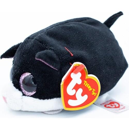 TY 4" Teeny Tys Black cat with pink eyes Stackable Screen Clean Cat Doll Plush Stuffed Animal Collectible Toy Christmas Gifts