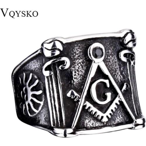 Vintage Masonic Ring For Men Domineering Titanium Steel Skull Punk Female Rings Jewelry Online Drop Shipping Wholesale