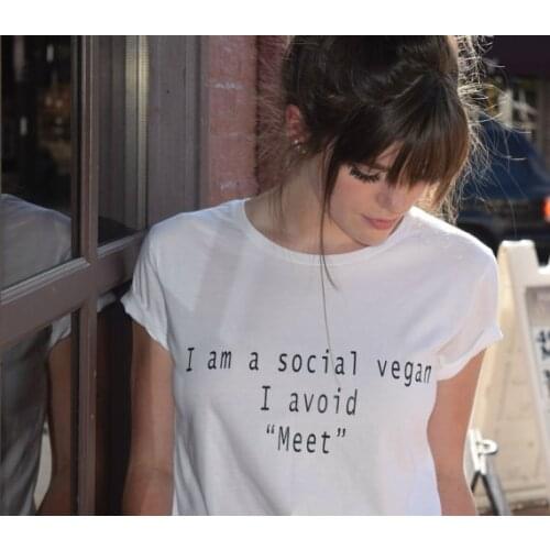 I Am A Social Vegan I Avoid Meet T shirt Tumblr summer tees Saying Vegan t shirt Unisex vegan t shirt tops