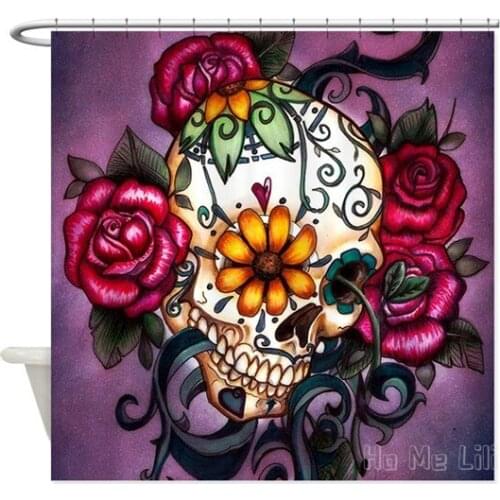 Sugar Skull Decoration Waterproof Fabric Shower Curtain Bathroom Accessories