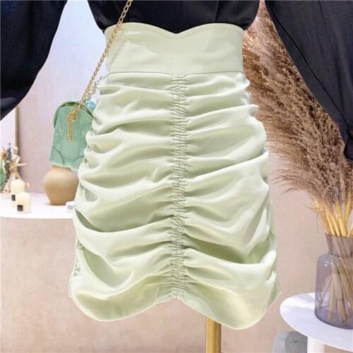 New Womens Clothing Summer 2021 Fashion High waist pleated denim shorts Wide leg A-line pants
