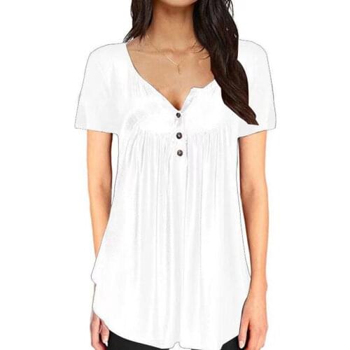 Plus-Size Tops for Women Summer Henley Shirts Flowy Tunics Tee