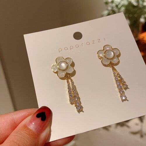 YAOLOGE 2021 For Women Flower Rhinestone Tassel Drop Earrings Vintage Alloy Accessories Gift Fashion Party Jewelry Oorbellen