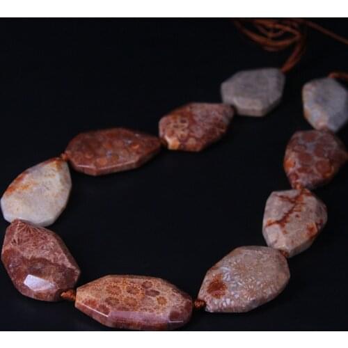 10-11PCS/strand Natural Orange Chrysanthemum Stone Faceted Slab Nugget Beads,Coral Jades Agates Slice Pendants Jewelry Making