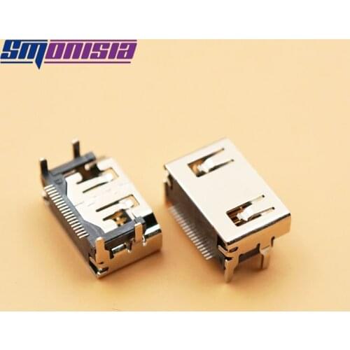 Smonisia 100PCS Short Type HDMI-compatible 19P Pin Female Jack HDMI-compatible Socket Female Connector Nickel Plated