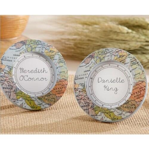 24pcs/Lot "Our Adventure Begins" Vintage Map Photo Frame World Map Place Card Holder Wedding Table Decoration FREE SHIPPING