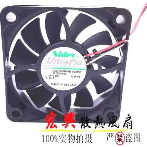Nidec U60R24MMAB-53J561 DC 24V 0.06A 60x60x15mm 3-wire Server Cooling Fan