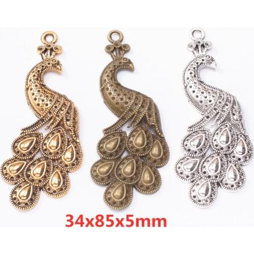 5PCS Zinc alloy animal peacock Charms Pendant DIY Making Supplies For Jewelry components Finding 8409