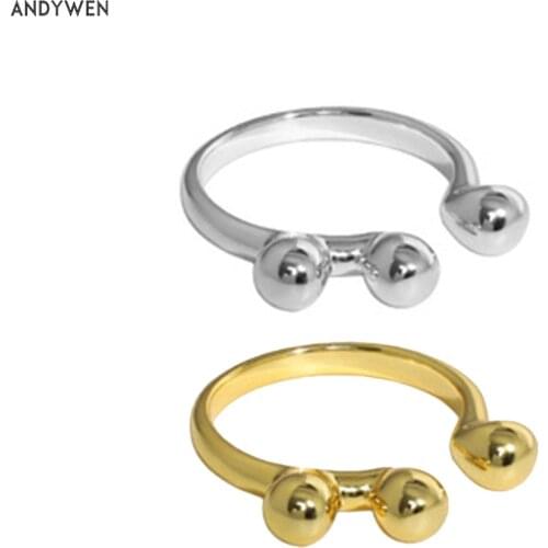 ANDYWEN 925 Sterling Silver 2021 New Gold Resizable Adjustable Ring Geometric Irregular Jewelry Gift Luxury Rock Punk Jewels