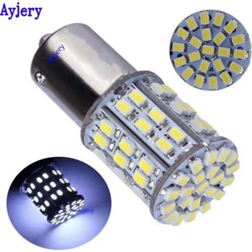 AYJERY 50PCS 12V S25 1156 BA15S 1157 BAY15D 1206 64 SMD LED Turn Signal Light Parking Light Backup Lamps White Car Led Light