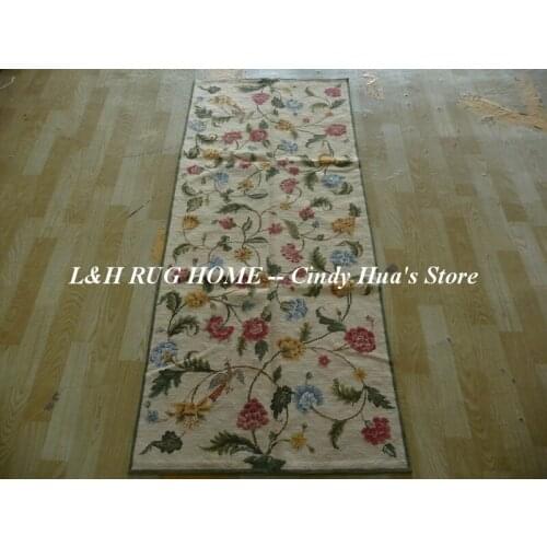 Free shipping 2.5'x6' home carpets, woolen needlepoint rugs stunning floral design very good quality and competitive prices