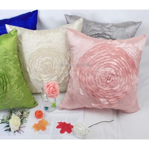 Free Shipping Floral Taffeta Embroidery Cushion Cover for Home Living Room Sofa Decor Solid Pillow Case No CoreHT-PCTEC-03