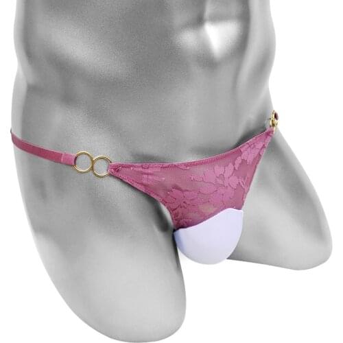 Floral Lace Sissy Penis Pouch Lingerie Sexy Mens Briefs Panties High Cutting Underwear Bikini Erotic Adult Costume Underpants