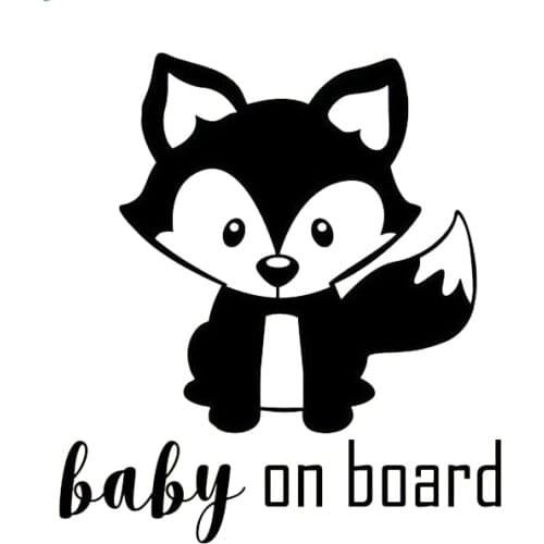 Dawasaru Cute Fox Baby on Board Car Sticker Cover Scratch Decal Laptop Motorcycle Auto Accessories Decoration PVC,13cm*12cm