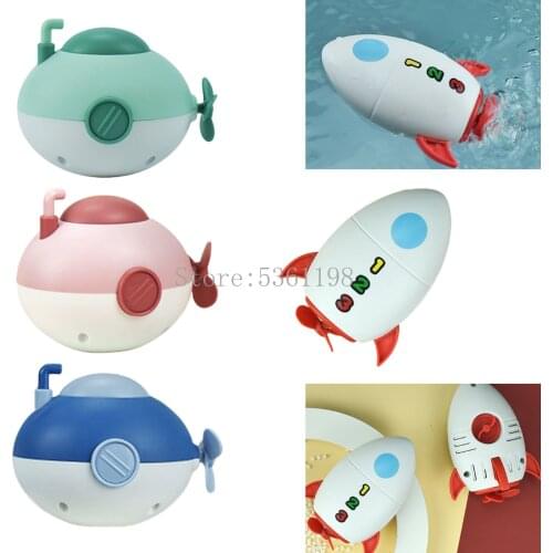 Bathroom Bath Shower Baby Clockwork Swimming Children Play Water Cute Little Submarine Rocket Bathing Bathtub Toys For Kid