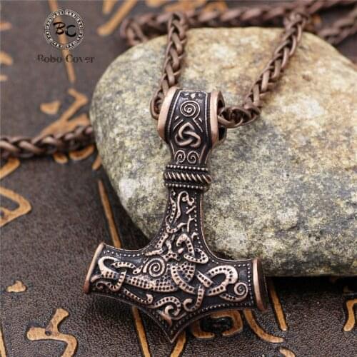 Dropshipping Thor hammer Mjolnir Vikings Necklaces Men Amulet Scandinavian Male Pendant with stainless Steel Chain Norse Jewelry