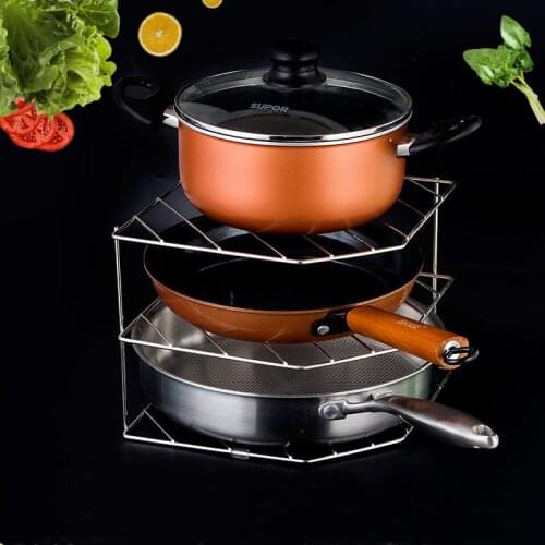 2 Tier 304 Stainless Steel Kitchen Cabinet Pot Dishes Storage Rack Pan Dishware Chopping Board Holder Gadgets Tools Organizer